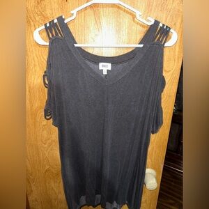 BKE Women's Elegant Black Cold Shoulder Blouse